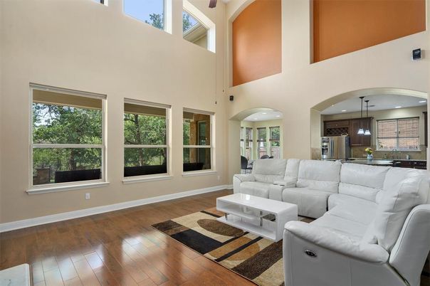 Interior, Kitchen, Living room, Pendant Lights, Recessed Lighting, Wood Texture Flooring