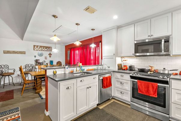 Interior, Kitchen, Pendant Lights, Recessed Lighting, Stainless Steel Appliances