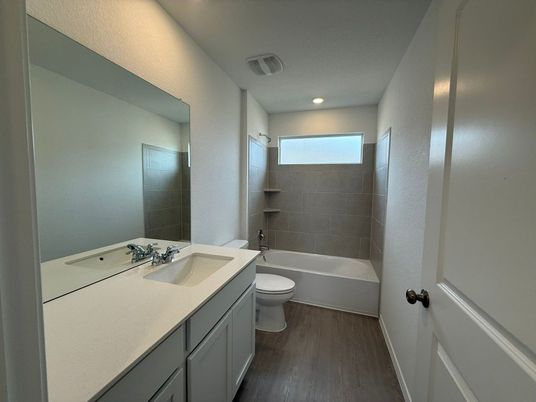 Bathroom, Interior, Recessed Lighting, Wood Texture Flooring