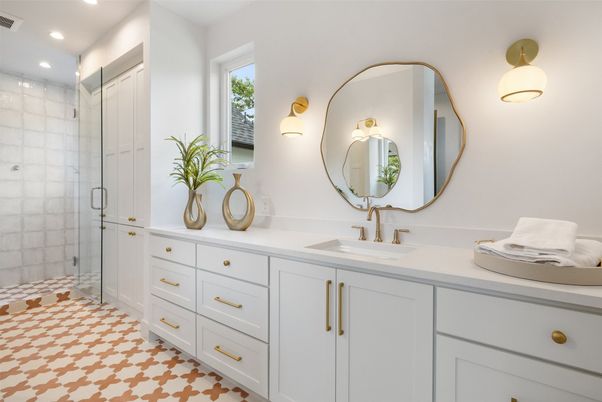 Bathroom, Dual Sink Vanities, Glass Shower, Interior, Recessed Lighting