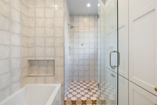 Bathroom, Glass Shower, Interior, Recessed Lighting