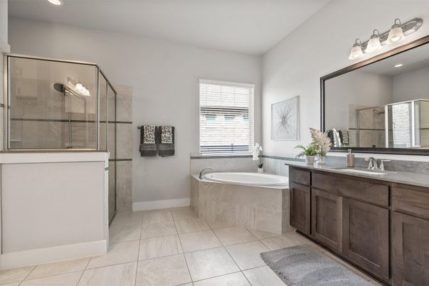 Bathroom, Dual Sink Vanities, Glass Shower, Interior, Recessed Lighting