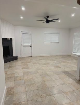 Empty room, Fireplace, Interior, Recessed Lighting