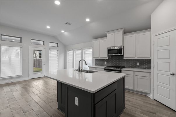 Interior, Kitchen, Recessed Lighting, Wood Texture Flooring