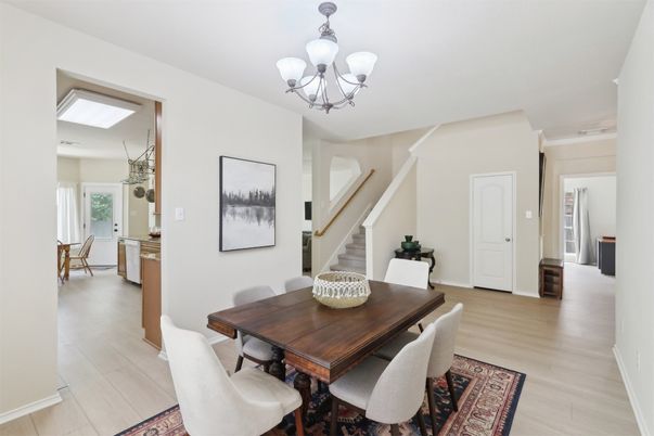 Chandelier, Dining room, Interior, Wood Texture Flooring