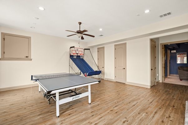 Game Room, Interior, Recessed Lighting, Wood Texture Flooring