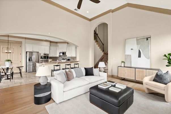 Dining room, Interior, Kitchen, Living room, Pendant Lights, Recessed Lighting, Stainless Steel Appliances, Wood Texture Flooring