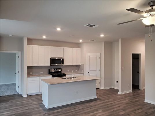 Interior, Kitchen, Recessed Lighting, Wood Texture Flooring