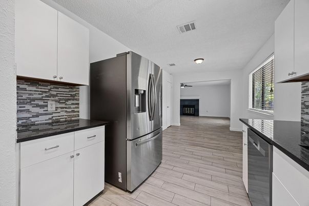 Interior, Kitchen, Stainless Steel Appliances, Wood Texture Flooring