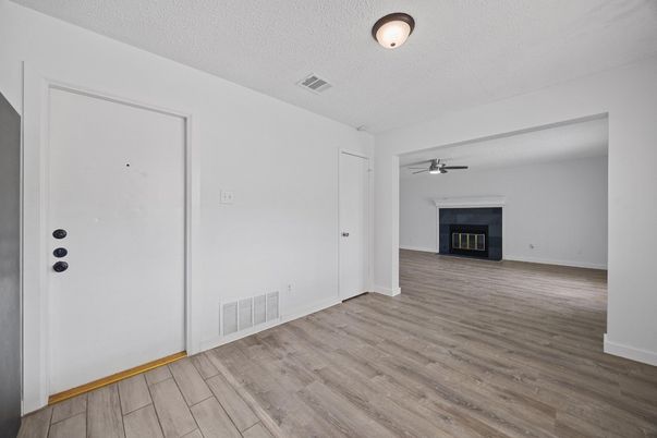 Empty room, Fireplace, Interior, Wood Texture Flooring