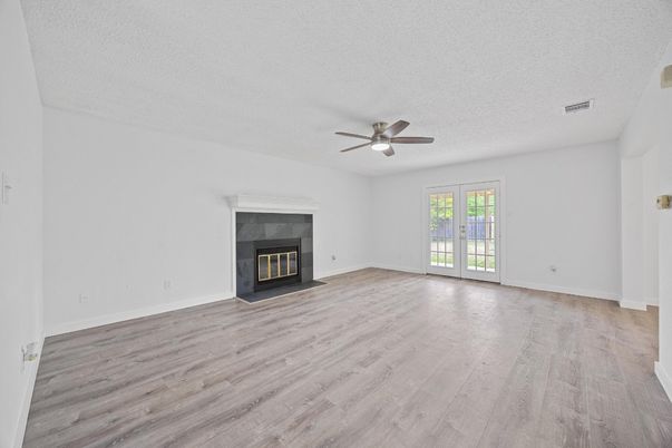 Empty room, Fireplace, Interior, Wood Texture Flooring