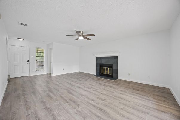 Empty room, Fireplace, Interior, Wood Texture Flooring