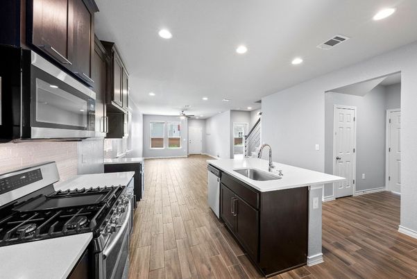 Interior, Kitchen, Recessed Lighting, Wood Texture Flooring
