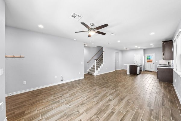 Interior, Kitchen, Recessed Lighting, Wood Texture Flooring