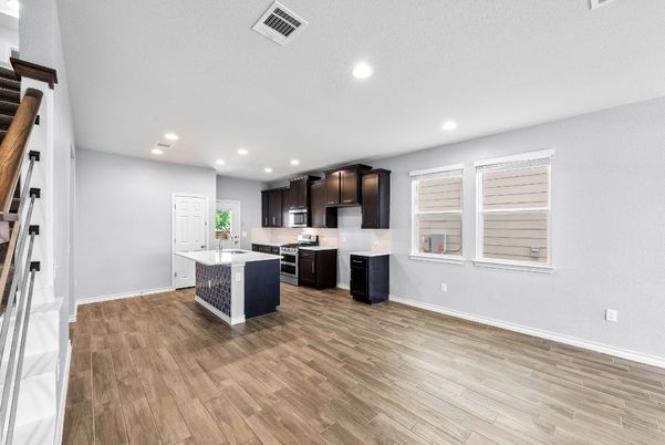 Interior, Kitchen, Recessed Lighting, Wood Texture Flooring