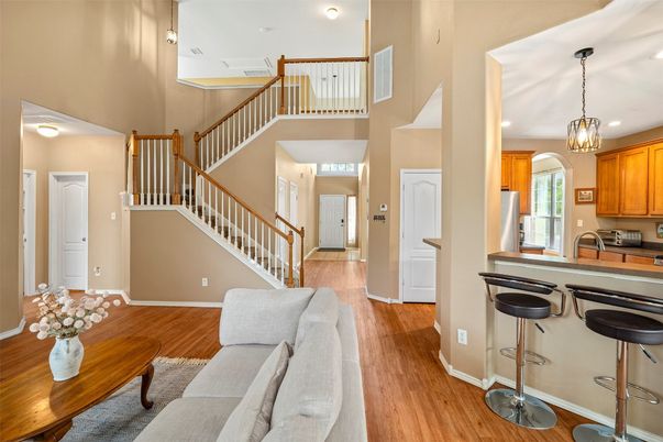 Interior, Kitchen, Pendant Lights, Recessed Lighting, Wood Texture Flooring