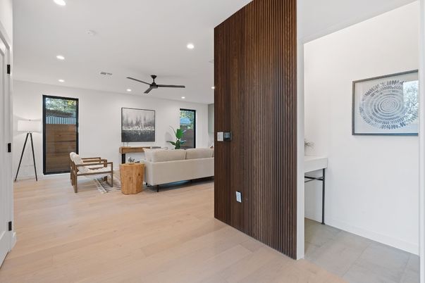 Interior, Living room, Recessed Lighting, Wood Texture Flooring