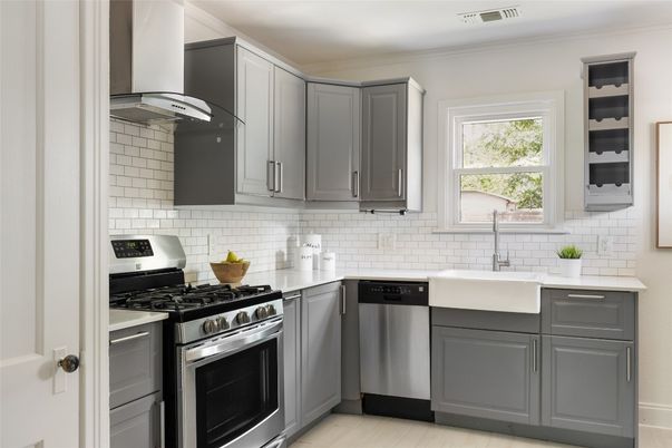 Interior, Kitchen, Stainless Steel Appliances, Wood Texture Flooring