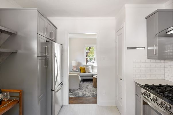 Interior, Kitchen, Stainless Steel Appliances, Wood Texture Flooring