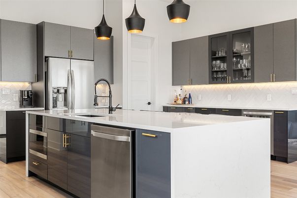 Interior, Kitchen, Stainless Steel Appliances, Wood Texture Flooring