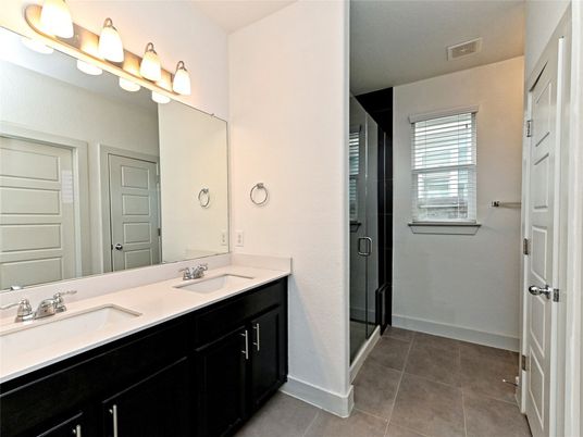 Bathroom, Dual Sink Vanities, Glass Shower, Interior