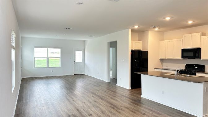 Interior, Kitchen, Recessed Lighting, Wood Texture Flooring