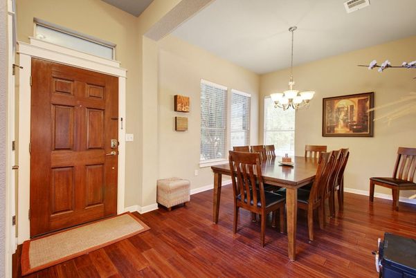 Chandelier, Dining room, Interior, Wood Texture Flooring