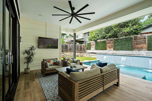 Interior, Living room, Pool, Wood Texture Flooring