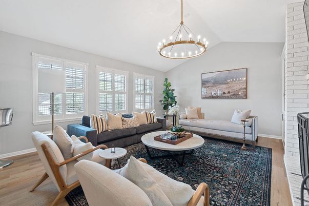Interior, Living room, Pendant Lights, Stone Walls, Wood Texture Flooring