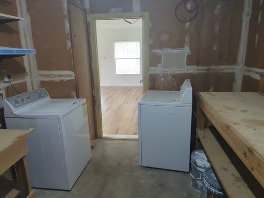 Interior, Washer, Wood Texture Flooring