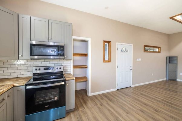 Interior, Kitchen, Stainless Steel Appliances, Wood Texture Flooring