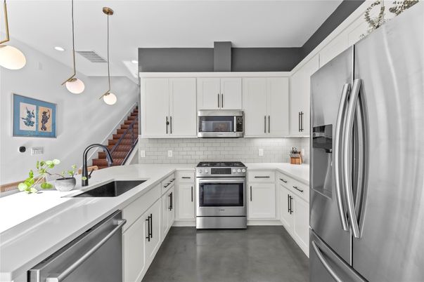 Interior, Kitchen, Pendant Lights, Recessed Lighting, Stainless Steel Appliances