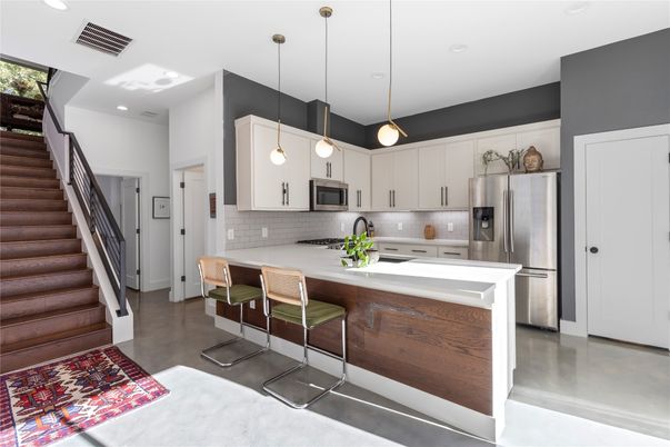 Interior, Kitchen, Pendant Lights, Recessed Lighting, Stainless Steel Appliances