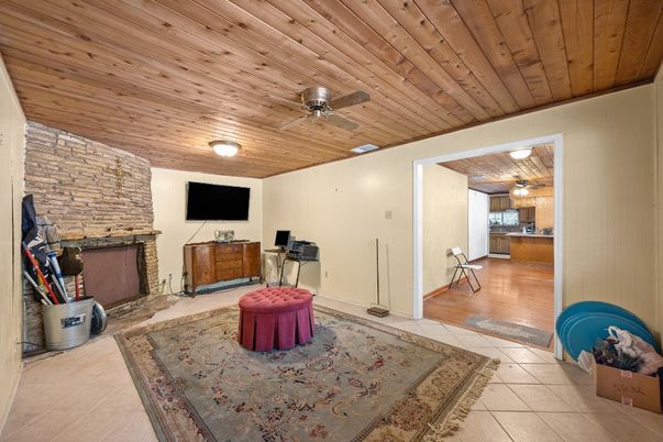 Fireplace, Interior, Stone Walls, Wooden Ceilings, Wood Texture Flooring