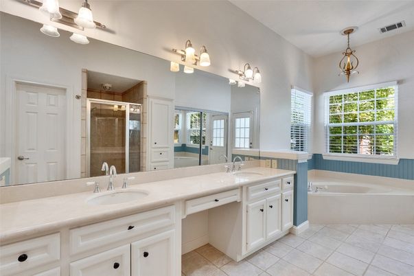 Bathroom, Dual Sink Vanities, Glass Shower, Interior