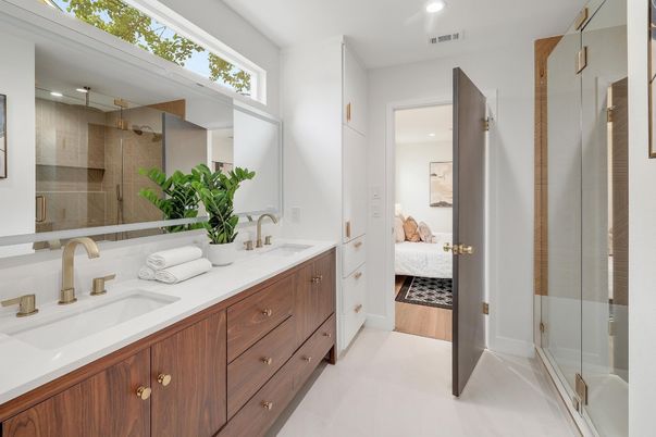 Bathroom, Bedroom, Dual Sink Vanities, Glass Shower, Interior, Recessed Lighting