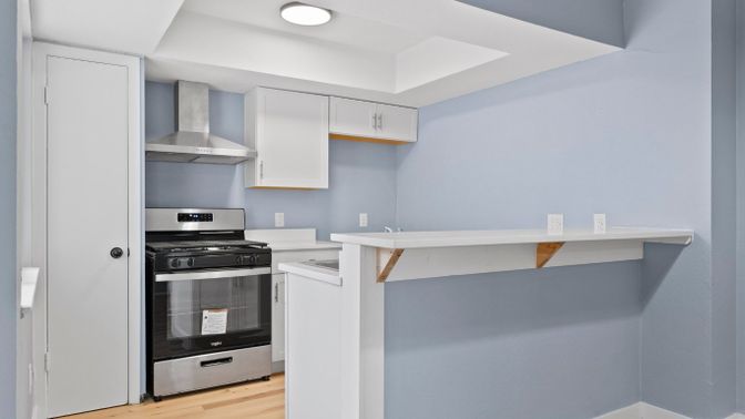 Interior, Kitchen, Stainless Steel Appliances, Wood Texture Flooring
