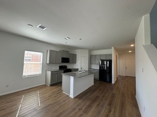 Interior, Kitchen, Recessed Lighting, Wood Texture Flooring