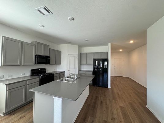 Interior, Kitchen, Recessed Lighting, Wood Texture Flooring