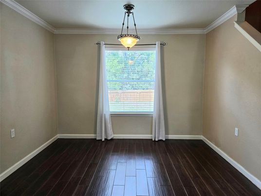 Empty room, Interior, Pendant Lights, Wood Texture Flooring