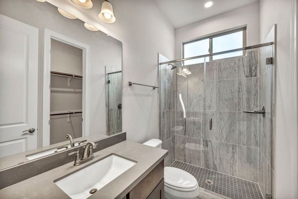 Bathroom, Glass Shower, Interior, Recessed Lighting