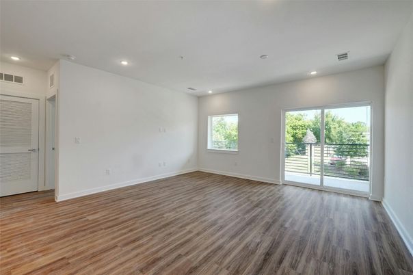 Empty room, Interior, Recessed Lighting, Wood Texture Flooring