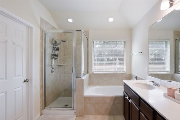 Bathroom, Glass Shower, Interior, Recessed Lighting