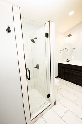 Bathroom, Glass Shower, Interior, Recessed Lighting