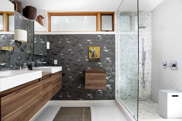 Bathroom, Glass Shower, Interior, Marble Walls
