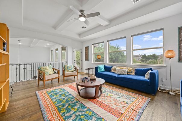 Interior, Living room, Recessed Lighting, Wood Texture Flooring