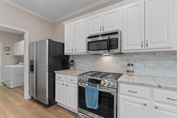 Interior, Kitchen, Stainless Steel Appliances, Washer, Wood Texture Flooring