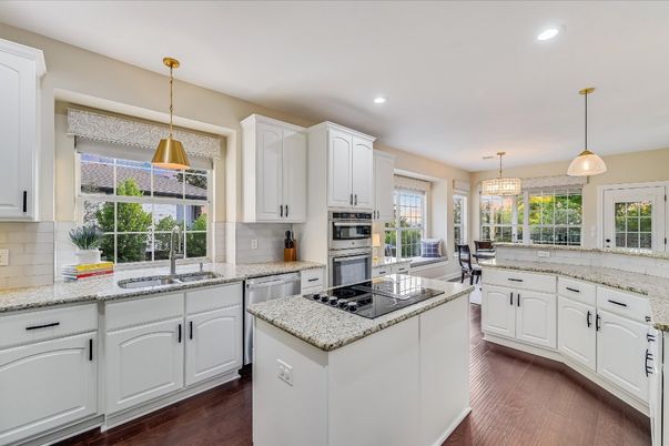 Chandelier, Interior, Kitchen, Pendant Lights, Recessed Lighting, Wood Texture Flooring