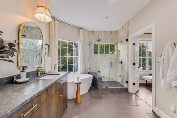 Bathroom, Dual Sink Vanities, Free Standing Baths, Glass Shower, Interior