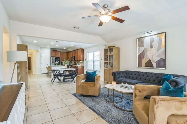Dining room, Interior, Kitchen, Living room, Recessed Lighting, Stainless Steel Appliances